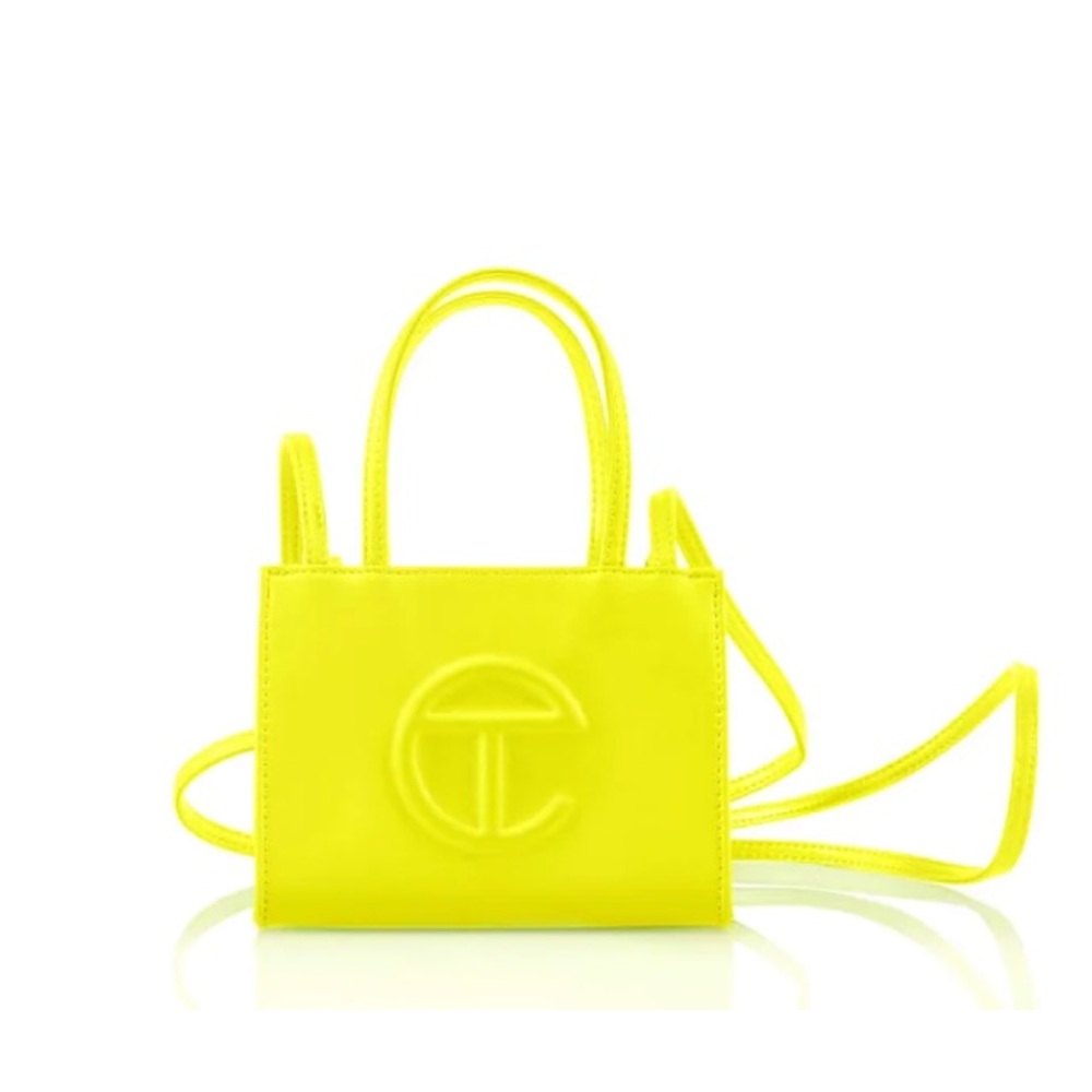 Telfar mini shopping bag highlighter yellow